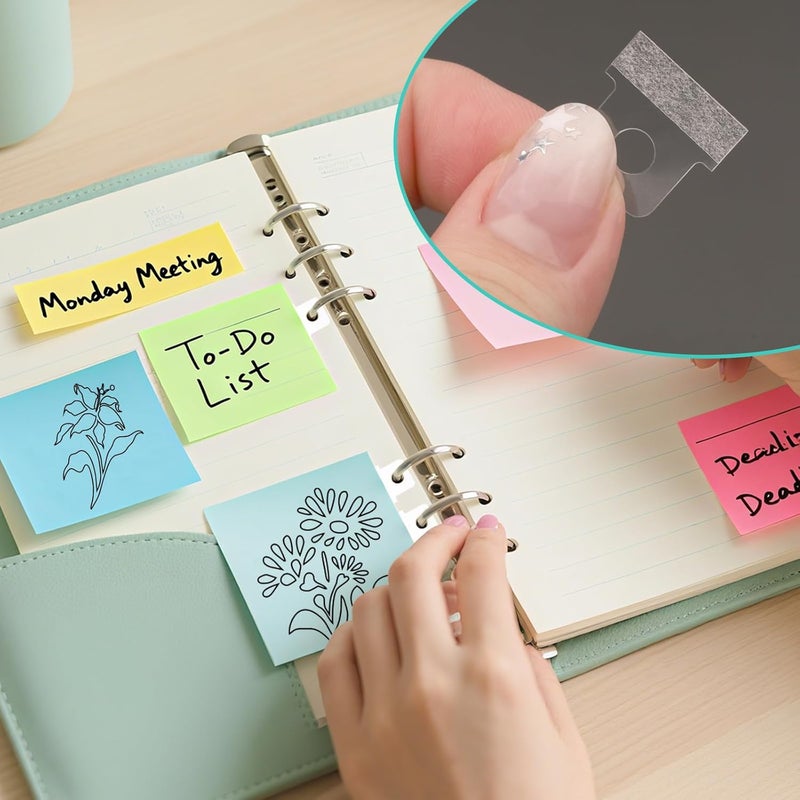 Pretwad 400 PCS Clear Binder Sheet Converter Stickers, Convert Non-Punched Paper to Loose-Leaf Binder Refill Pages for DIY Planner, Scrapbook Album, Hole Reinforcement Stickers and Inserts - Image 5